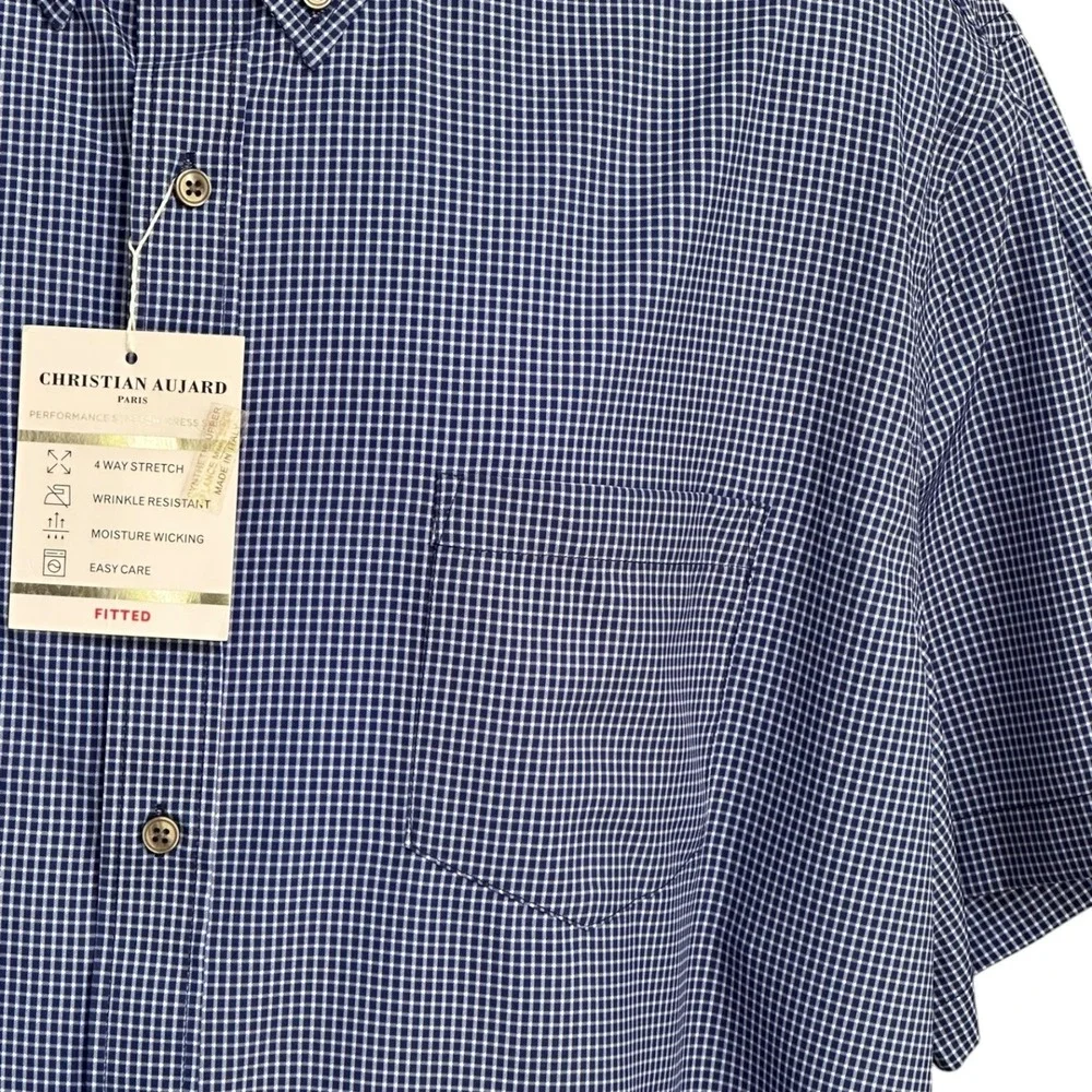 Christian Aujard Fitted Shirt 4-Way Stretch Wrinkle‎ Resistant Blue Size XL - Picture 2 of 15